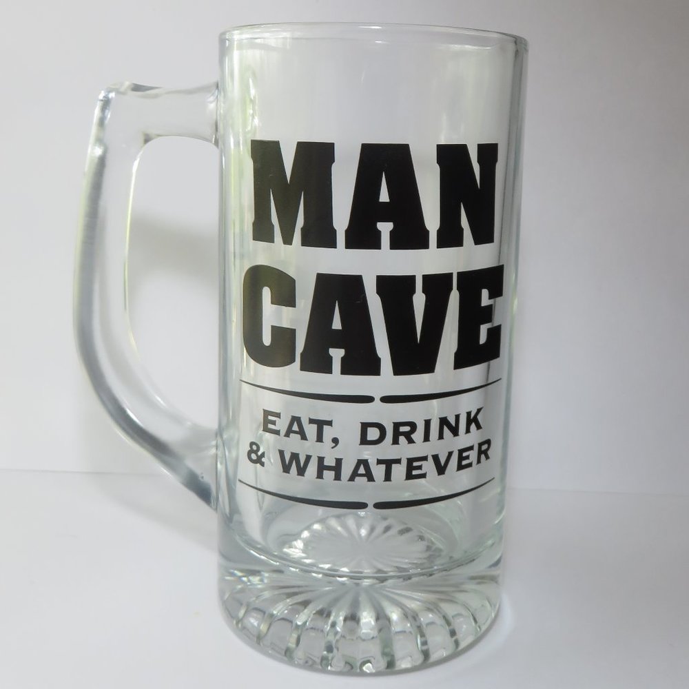 Glass Man Cave Beer Mug - Gift for him